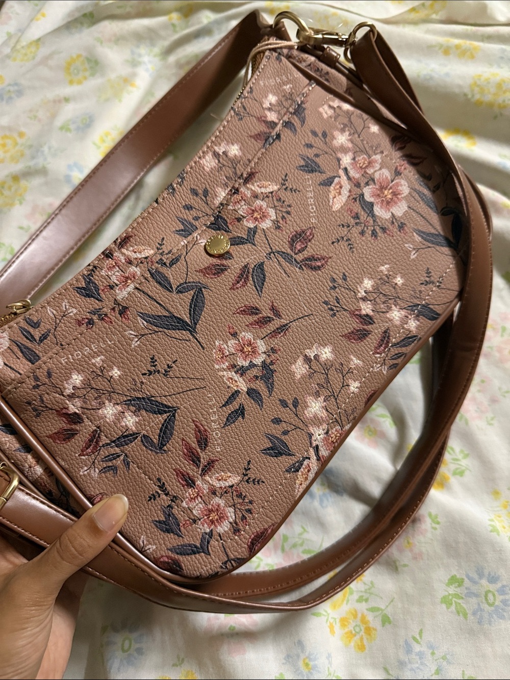 Floral Print Crossbody Bag in Dusty Rose